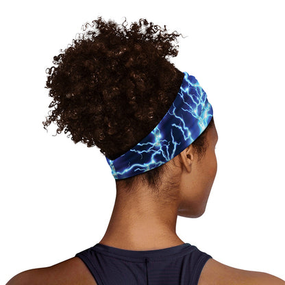 Blue Electric Lightning Print Sports Headband