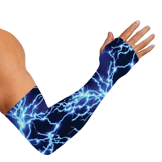 Blue Electric Lightning Print Sun Protection Arm Sleeves