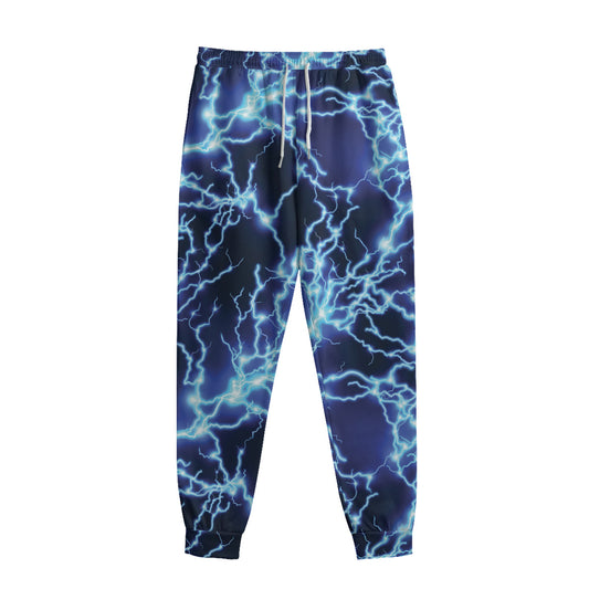 Blue Electric Lightning Print Sweatpants