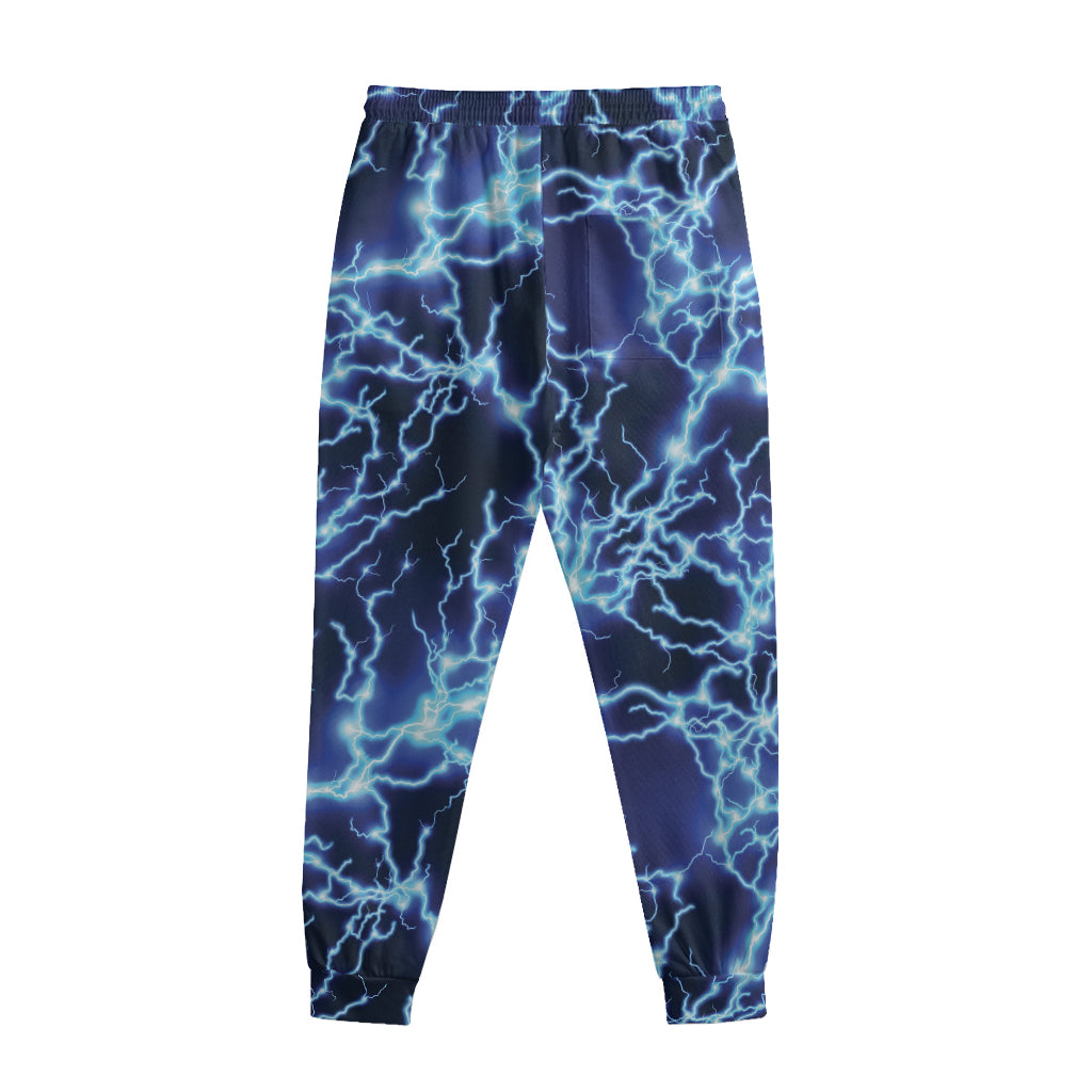 Blue Electric Lightning Print Sweatpants