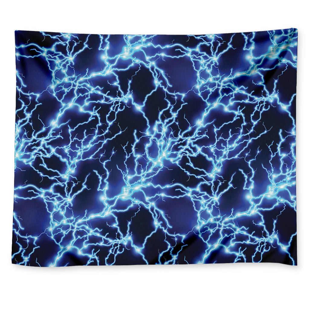 Blue Electric Lightning Print Tapestry