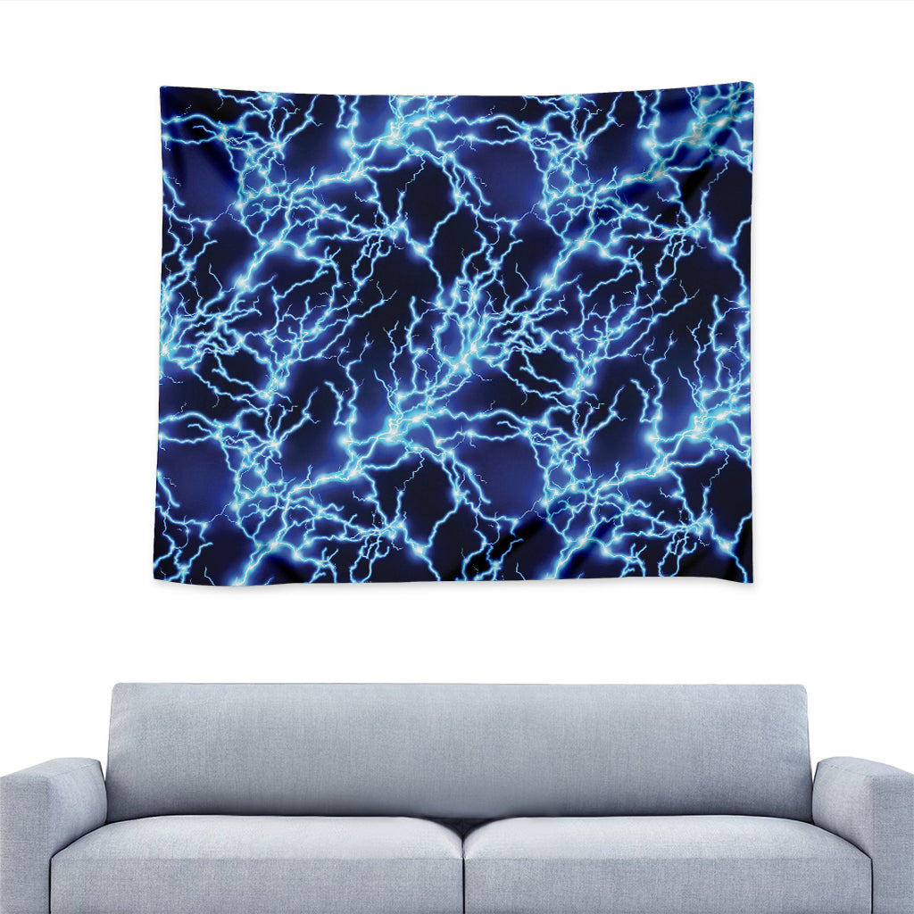 Blue Electric Lightning Print Tapestry