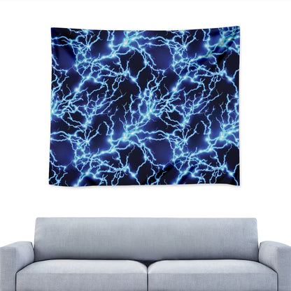 Blue Electric Lightning Print Tapestry