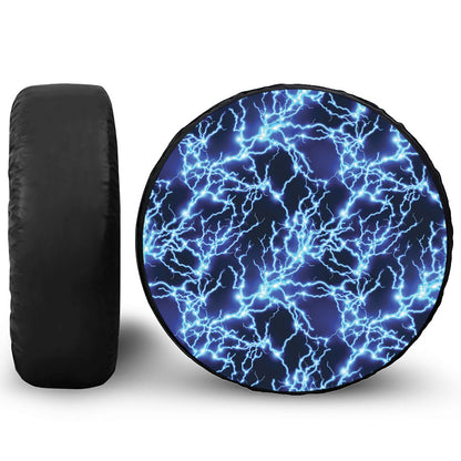 Blue Electric Lightning Print Tire Cover