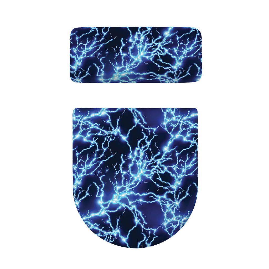 Blue Electric Lightning Print Toilet Lid And Tank Cover Set
