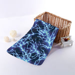 Blue Electric Lightning Print Towel