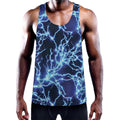 Blue Electric Lightning Print Men's Workout Tank Top