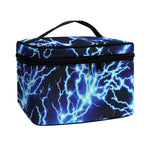 Blue Electric Lightning Print Travel Makeup Bag