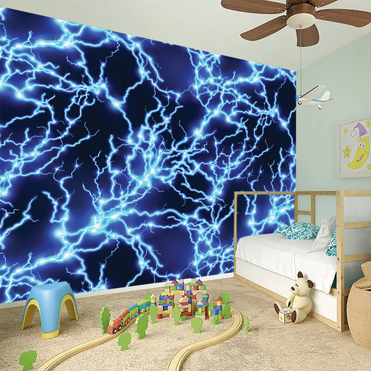 Blue Electric Lightning Print Wall Sticker