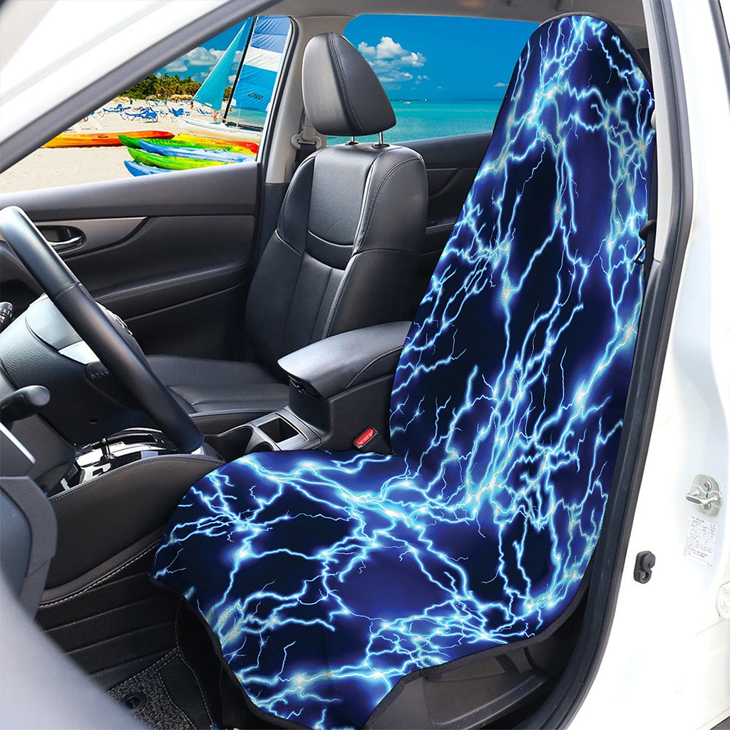 Blue Electric Lightning Print Waterproof Car Seat Cover