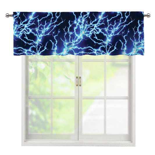 Blue Electric Lightning Print Window Valance