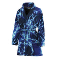 Blue Electric Lightning Print Women's Bathrobe