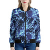 Blue Electric Lightning Print Women's Bomber Jacket