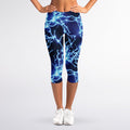 Blue Electric Lightning Print Women's Capri Leggings