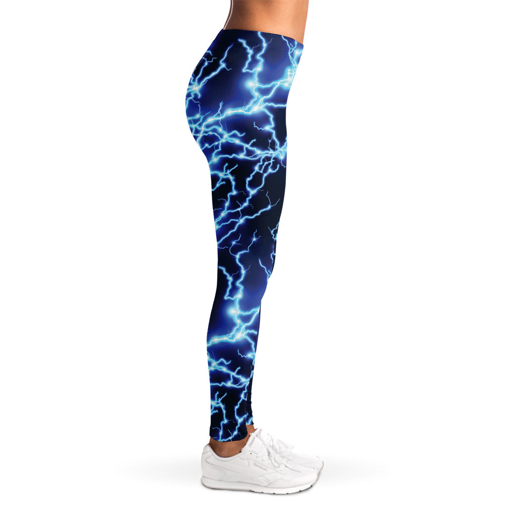 Blue Electric Lightning Print Women's Leggings