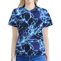Blue Electric Lightning Print Women's Polo Shirt
