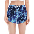 Blue Electric Lightning Print Women's Split Running Shorts