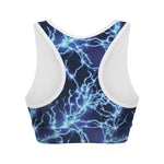 Blue Electric Lightning Print Women's Sports Bra
