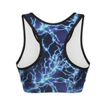 Blue Electric Lightning Print Women's Sports Bra