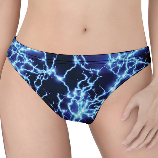 Blue Electric Lightning Print Women's Thong
