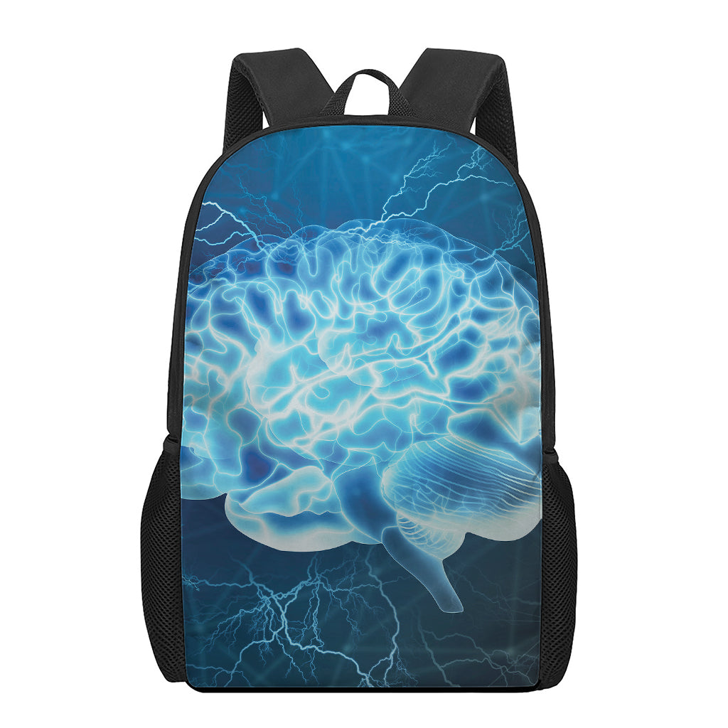 Blue Electrical Brain Activity Print 17 Inch Backpack
