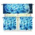 Blue Electrical Brain Activity Print 3 Piece Kitchen Curtains