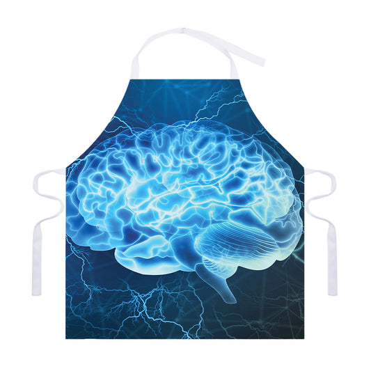 Blue Electrical Brain Activity Print Adjustable Apron