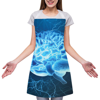 Blue Electrical Brain Activity Print Adjustable Apron