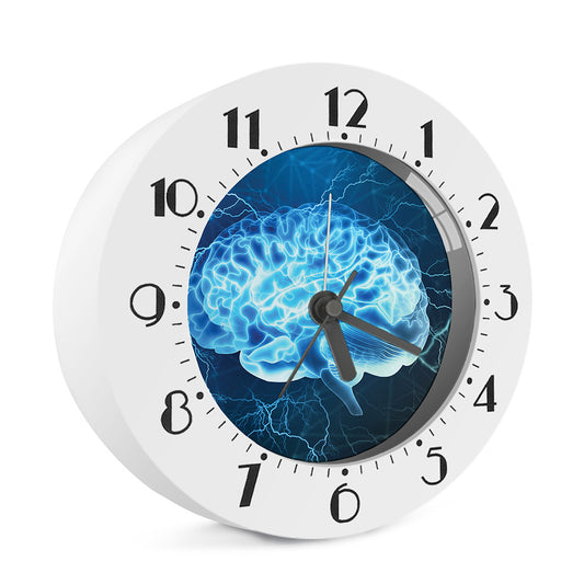 Blue Electrical Brain Activity Print Alarm Clock