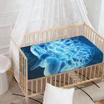 Blue Electrical Brain Activity Print Baby Crib Sheet