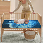 Blue Electrical Brain Activity Print Baby Crib Sheet