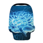 Blue Electrical Brain Activity Print Baby Seat Cover