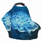 Blue Electrical Brain Activity Print Baby Seat Cover