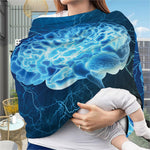 Blue Electrical Brain Activity Print Baby Seat Cover