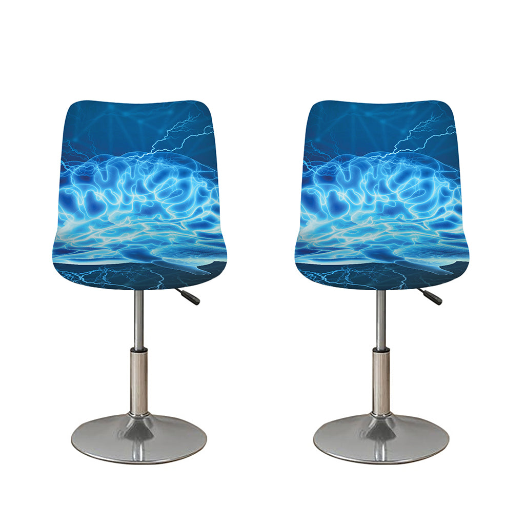 Blue Electrical Brain Activity Print Bar Stool Covers
