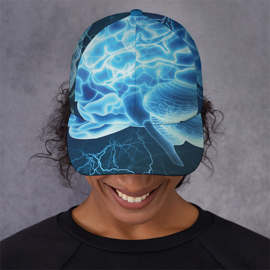 Blue Electrical Brain Activity Print Baseball Cap