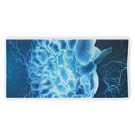 Blue Electrical Brain Activity Print Beach Towel