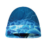 Blue Electrical Brain Activity Print Beanie