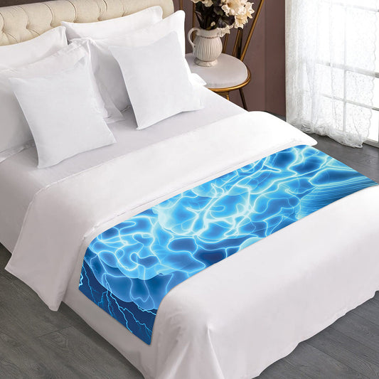 Blue Electrical Brain Activity Print Bed Runner