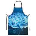 Blue Electrical Brain Activity Print Bib Apron With Pocket