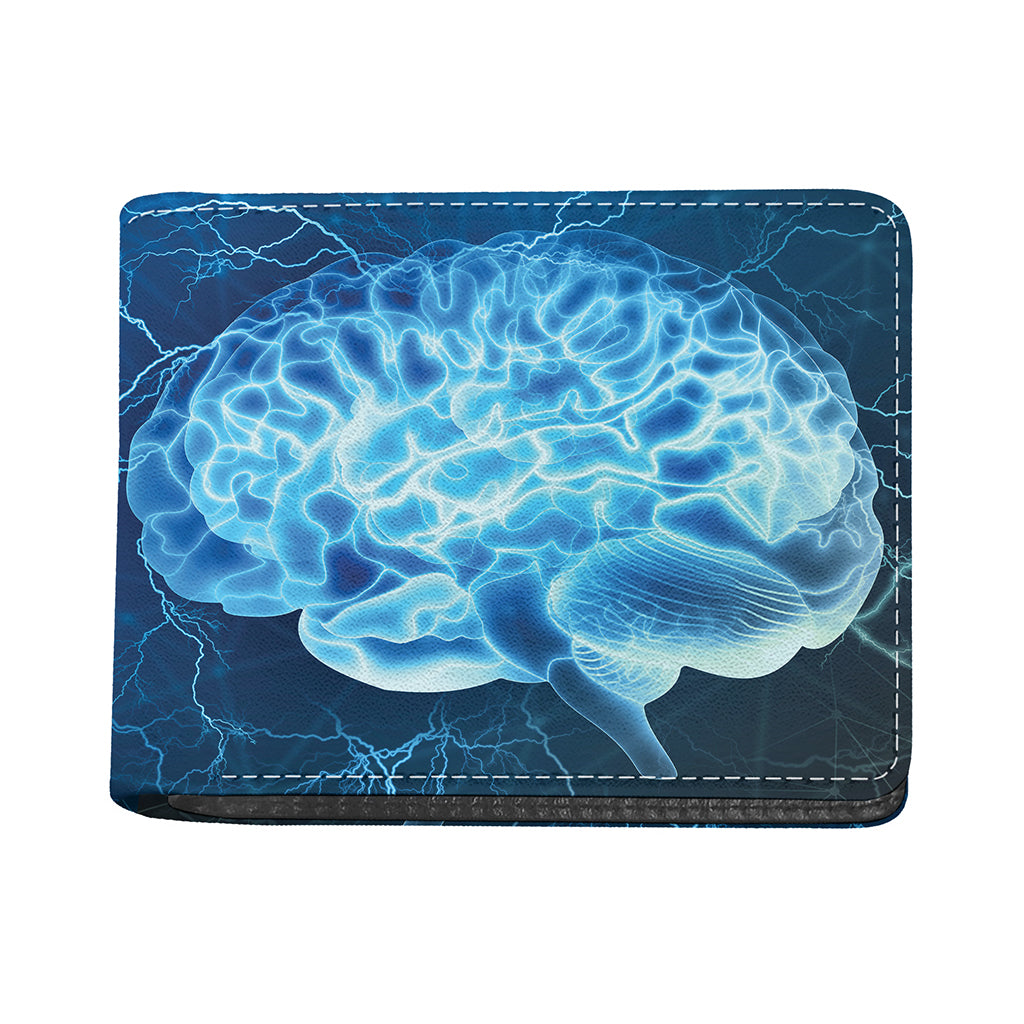 Blue Electrical Brain Activity Print Bifold Wallet