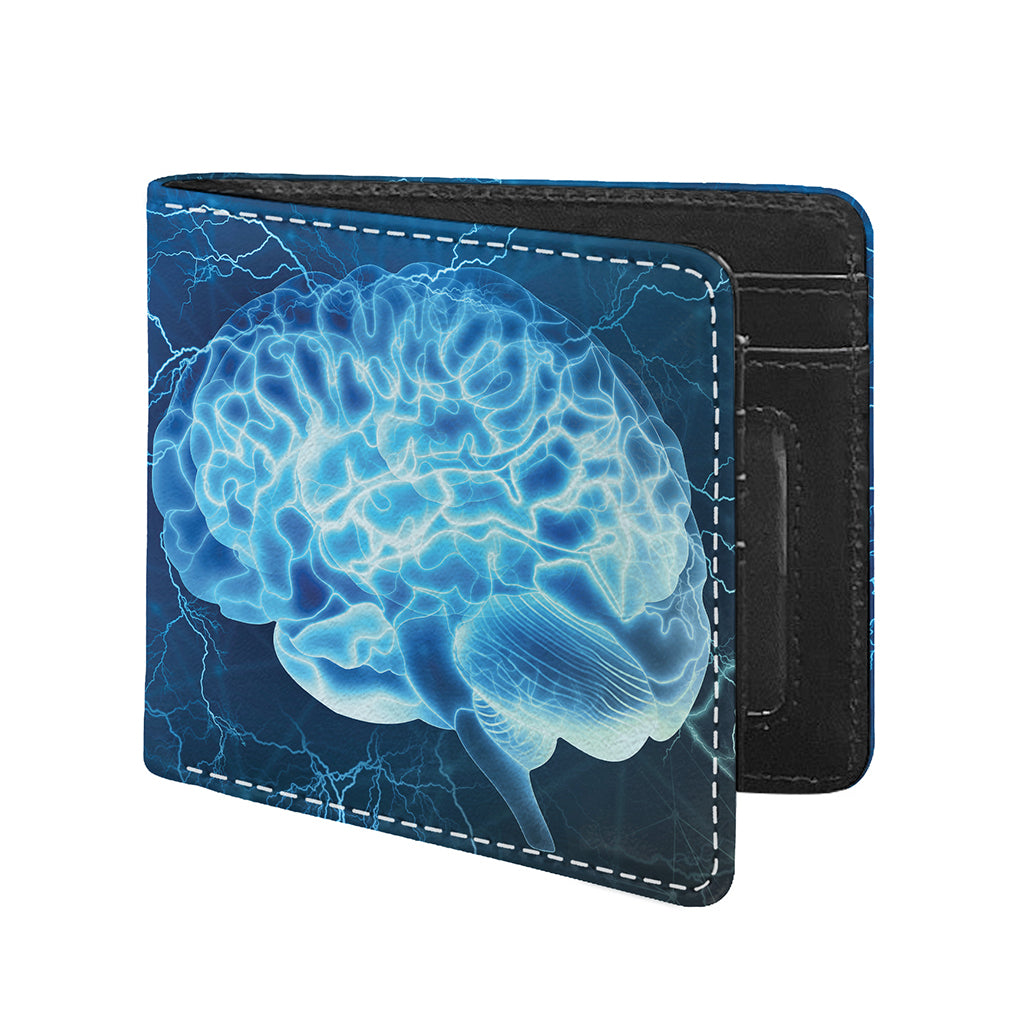 Blue Electrical Brain Activity Print Bifold Wallet