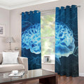 Blue Electrical Brain Activity Print Dimout Grommet Curtains