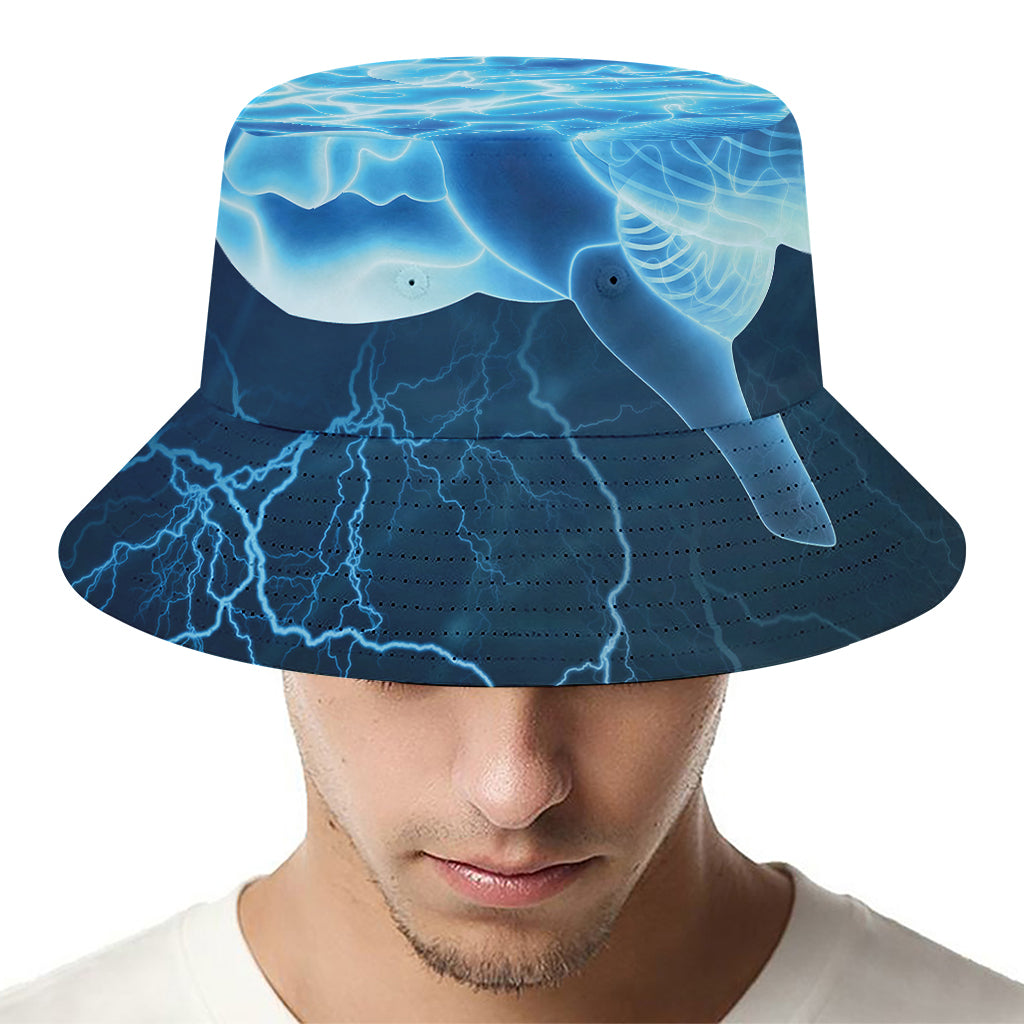 Blue Electrical Brain Activity Print Bucket Hat