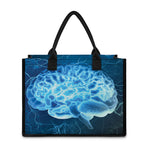 Blue Electrical Brain Activity Print Canvas Tote Bag