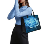 Blue Electrical Brain Activity Print Canvas Tote Bag