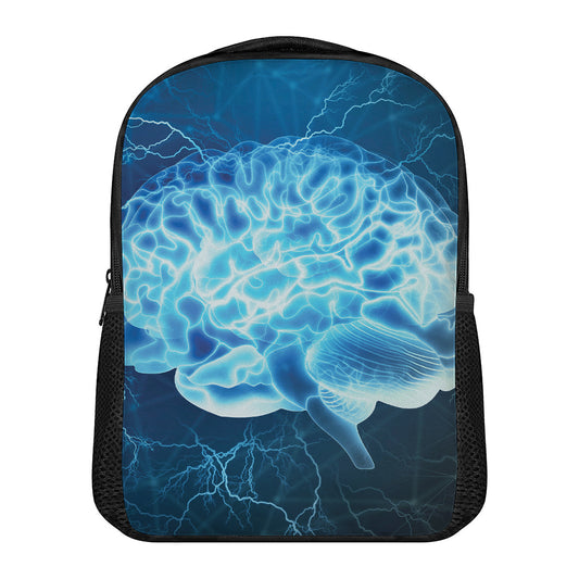 Blue Electrical Brain Activity Print Casual Backpack