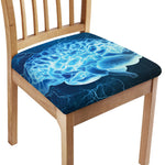 Blue Electrical Brain Activity Print Chair Cushion Cover