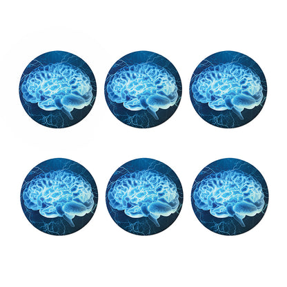 Blue Electrical Brain Activity Print Coaster Set
