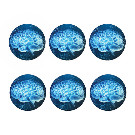 Blue Electrical Brain Activity Print Coaster Set